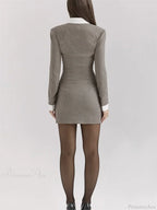 Contrast Lapel Cardigan Mini Dress