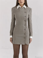Contrast Lapel Cardigan Mini Dress