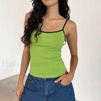 Contrast Spaghetti Strap Crop Top