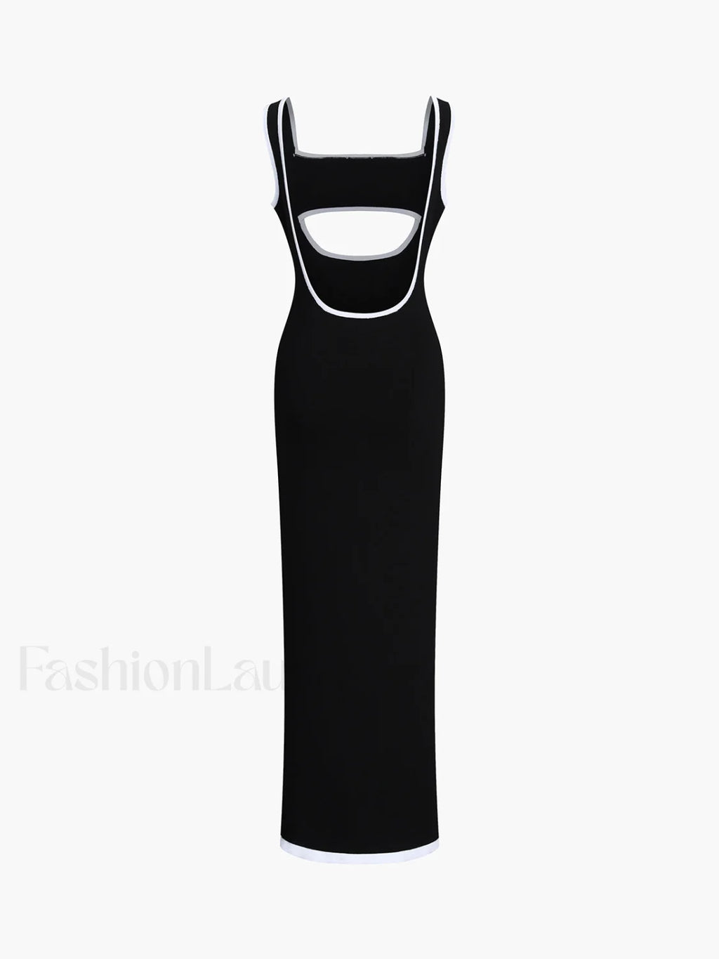 Black Contrast Trim Cutout Long Sweater Dress