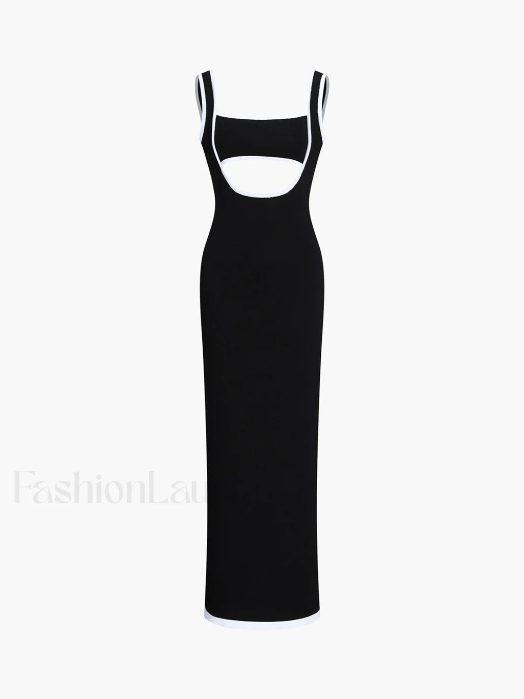 Black Contrast Trim Cutout Long Sweater Dress