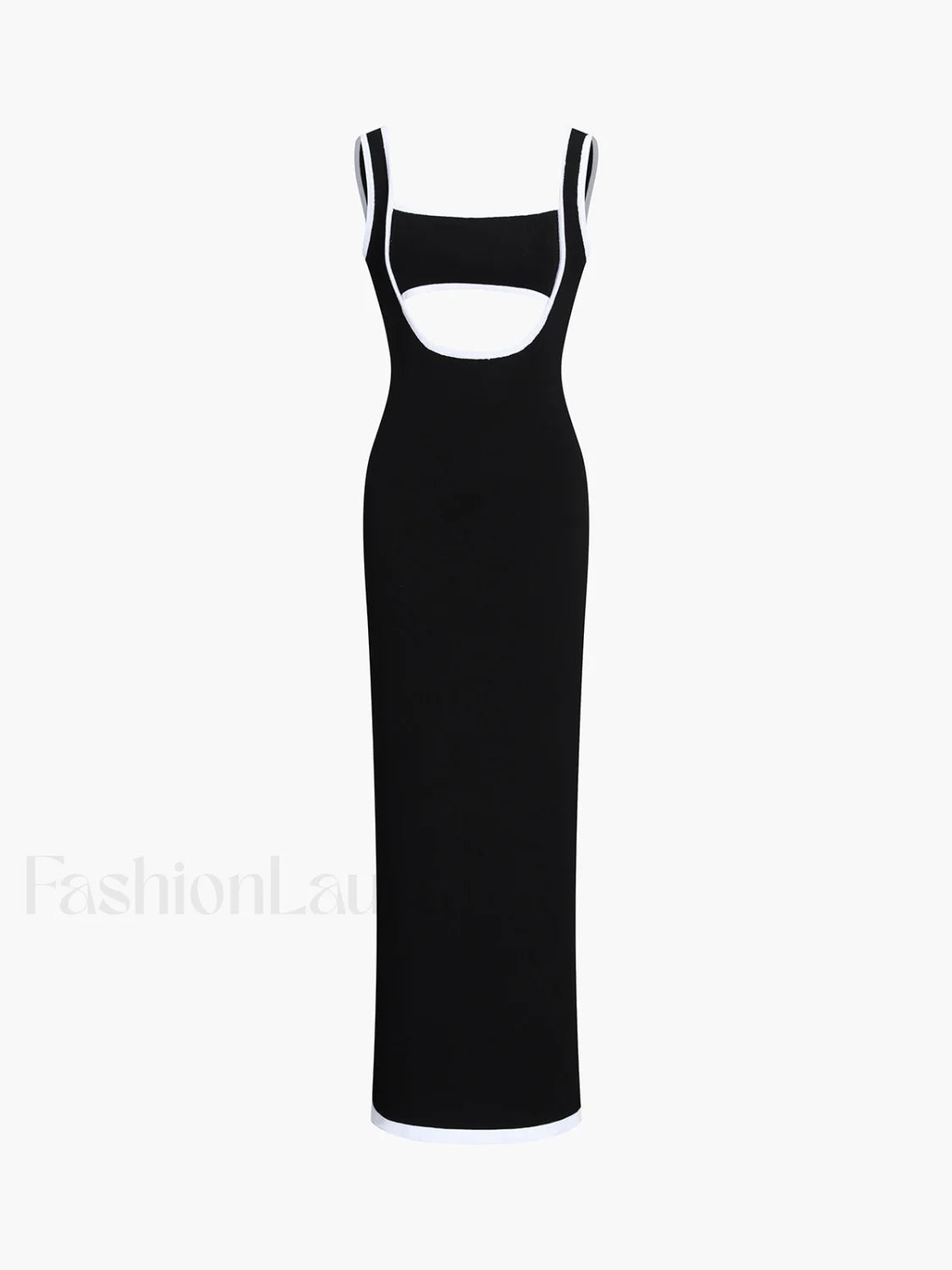 Black Contrast Trim Cutout Long Sweater Dress