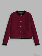 Contrast Trim Jersey Cardigan