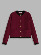 Contrast Trim Jersey Cardigan