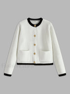 Contrast Trim Jersey Cardigan