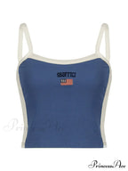 Contrast Trim Rib-Knit Trendy Crop Cami Top
