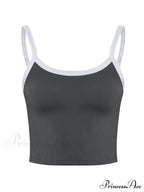 Contrast Trim Rib-Knit Trendy Crop Cami Top