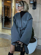 Contrasting Stitch Woolen Coat