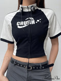 Contrasting Trim Graceful Vintage Crop Top