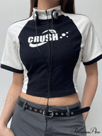 Contrasting Trim Graceful Vintage Crop Top