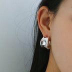 Metal Finish Polished Hinge Chunky Concave Hoop Earrings