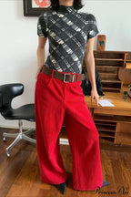 Corduroy High-Waist Wide-Leg Minimal Pants