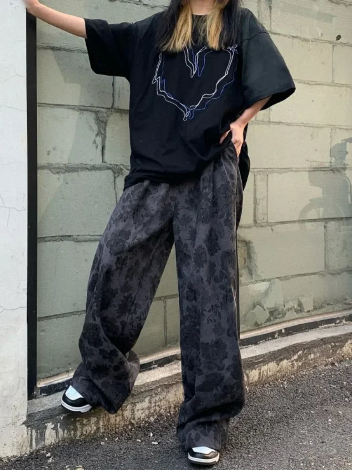 Corduroy Vintage Print High Waist Jogger Pant