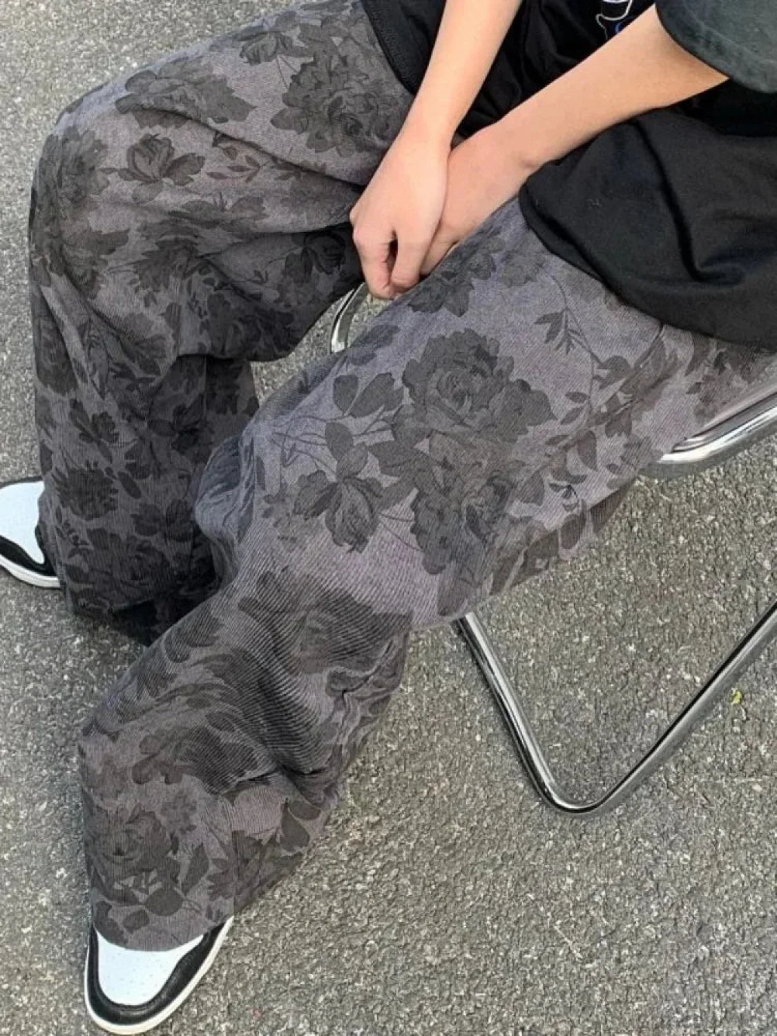 Corduroy Vintage Print High Waist Jogger Pant
