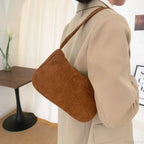 Corduroy Zipper Underarm Shoulder Handbag