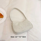 Corduroy Zipper Underarm Shoulder Handbag
