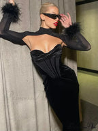 Corset Mesh See Through Maxi Dress