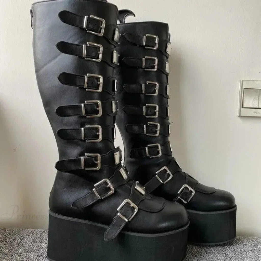 Costume Tall Heel Elevated Gothic Clasp Shoe