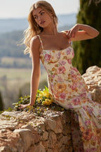 Yvonne Timeless Flared Midi Dress with Print Statement Occasion Edit