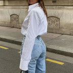 Cotton Casual White Blouse Office Lady Blouse