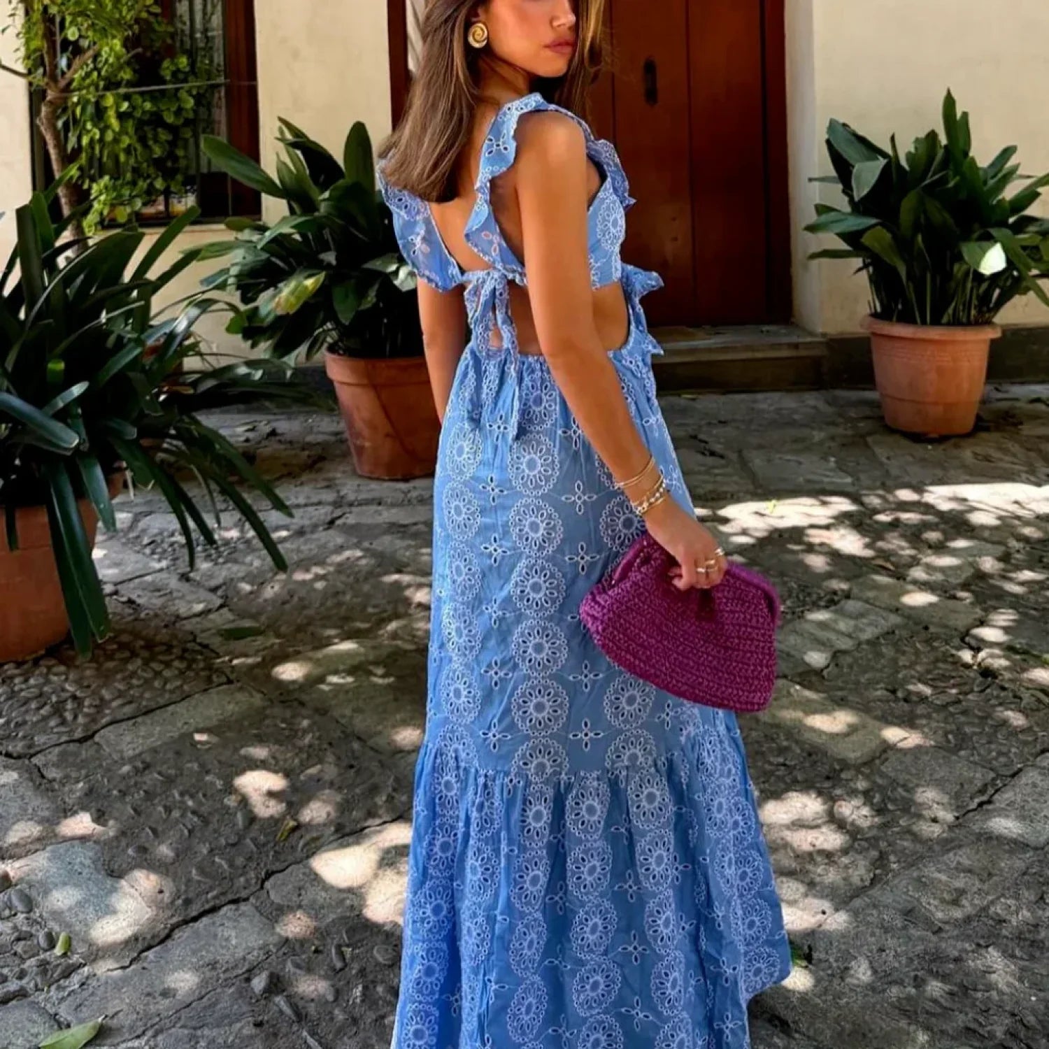 Cotton Floral Lace Party Boho Dress