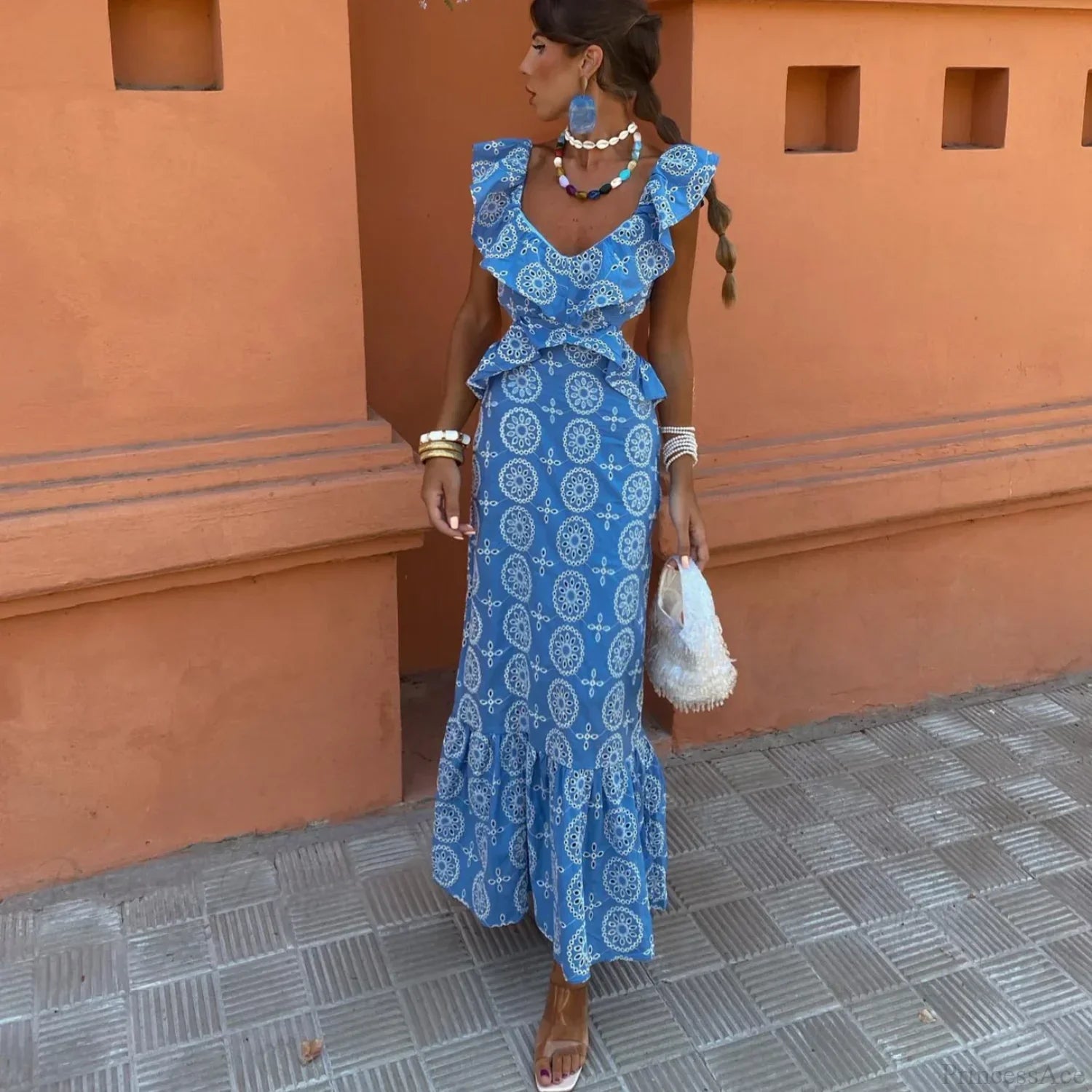 Cotton Floral Lace Party Boho Dress