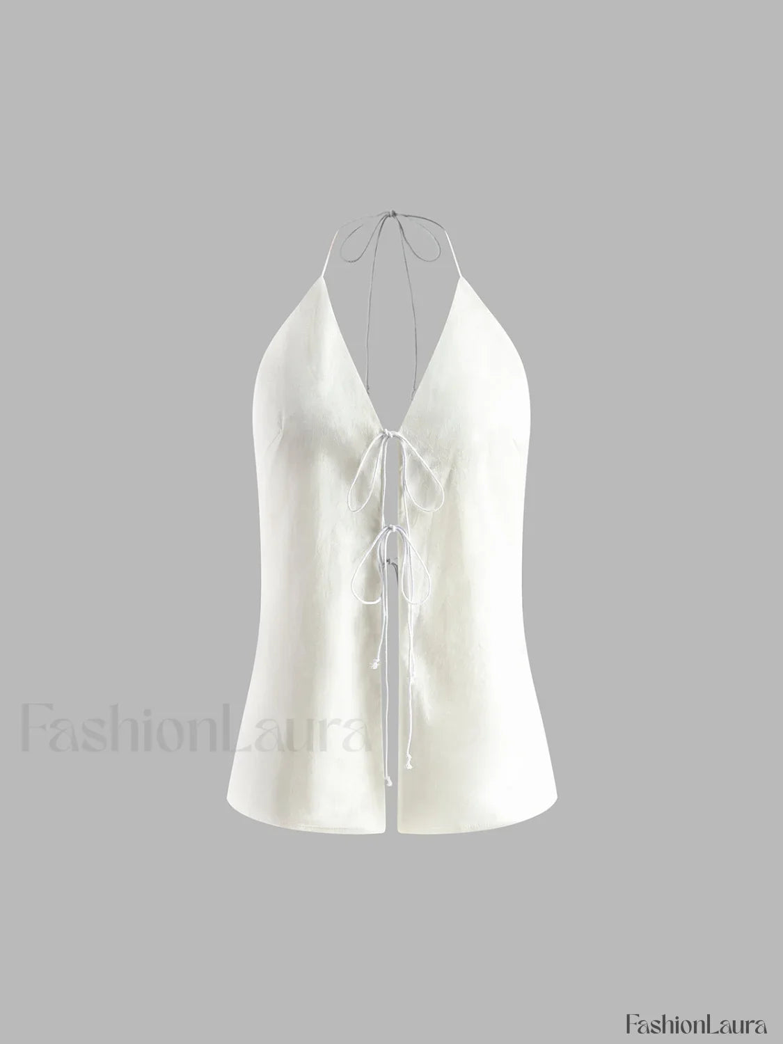 Cotton & Linen Backless Halter Top With Shorts Set