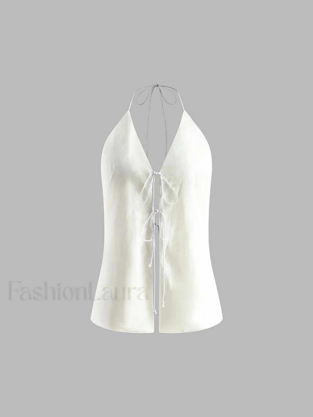 Cotton & Linen Backless Halter Top With Shorts Set