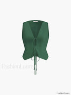 Cotton & Linen Tie-Detail Vest