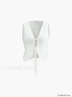 Cotton & Linen Tie-Detail Vest