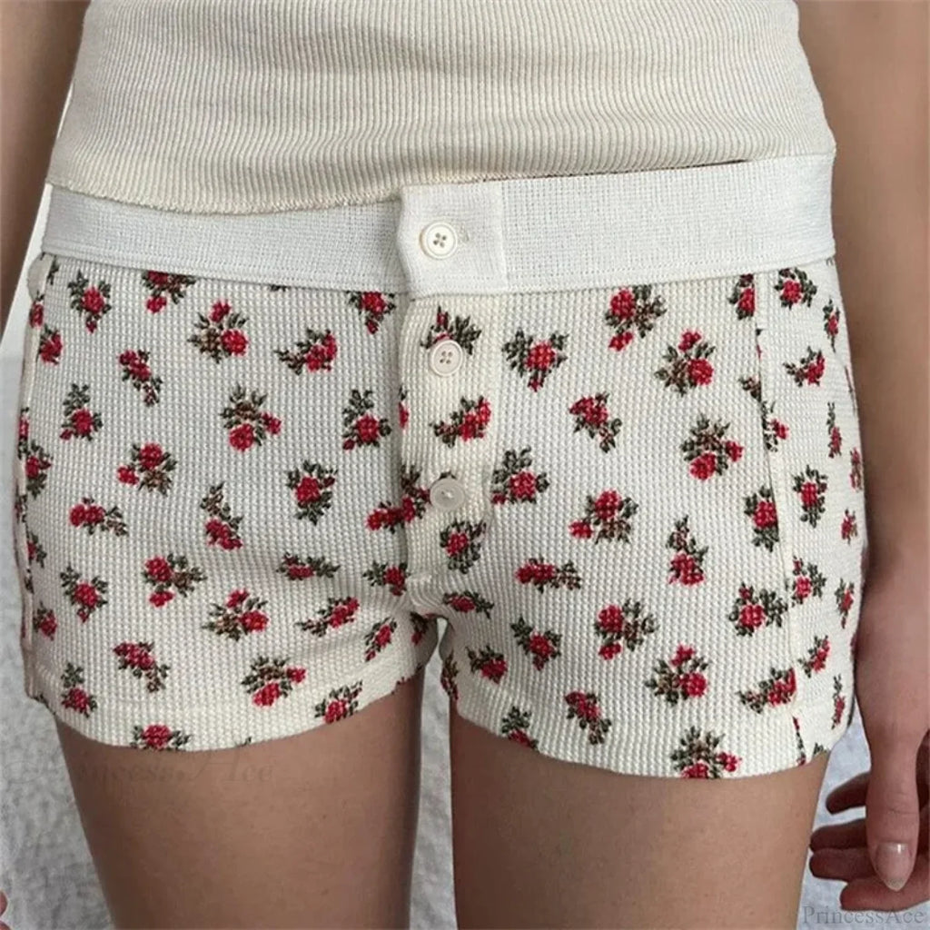 Cotton Print Button Sweatshort