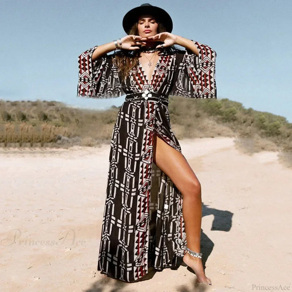 Cotton Rayon Kimono Boho Bikini Cover up Long Sleeve