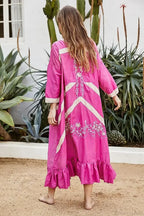 Cotton Rayon Long Sleeve Boho Dress