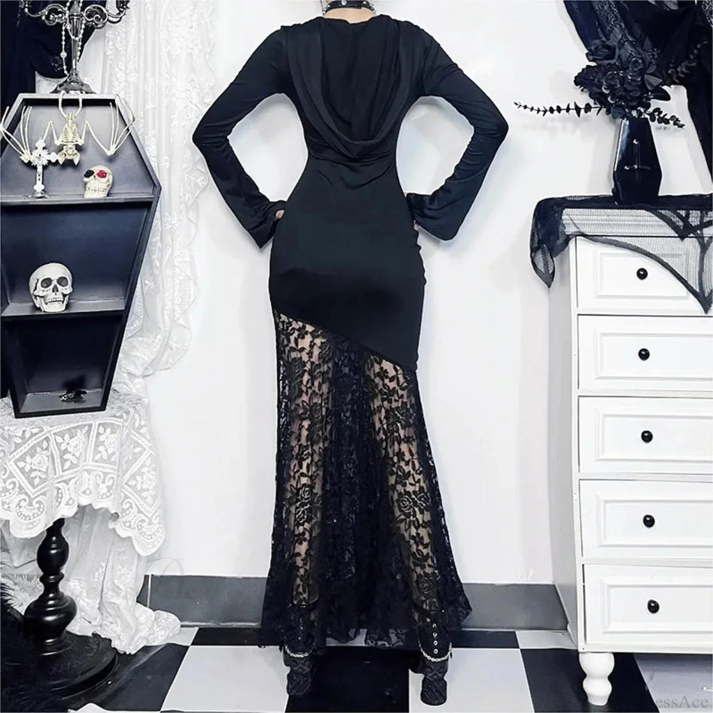 Covered Cross Empty Lace Full Dress