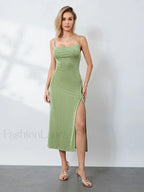 Green Cowl-neck Slip Midi Dress
