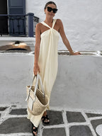 Off-white Halter Long Dress