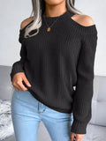 Crew Neck Off Shoulder Long Sleeve Sweater