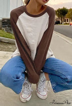 Comfortable Simple Fashionable Versatile Soft Loose Pullover Long Sleeve Tee