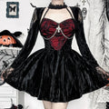 Crimson Lace Velvet Petite Dress