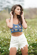 Crochet Cami Cropped Flowered Top