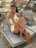 White Crochet Hollow Halter Mini Dress