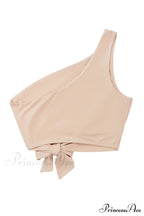 Crop Khaki One Tie Shoulder Side Top