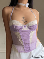 Sexy Elegant Lace Purple Cami Top