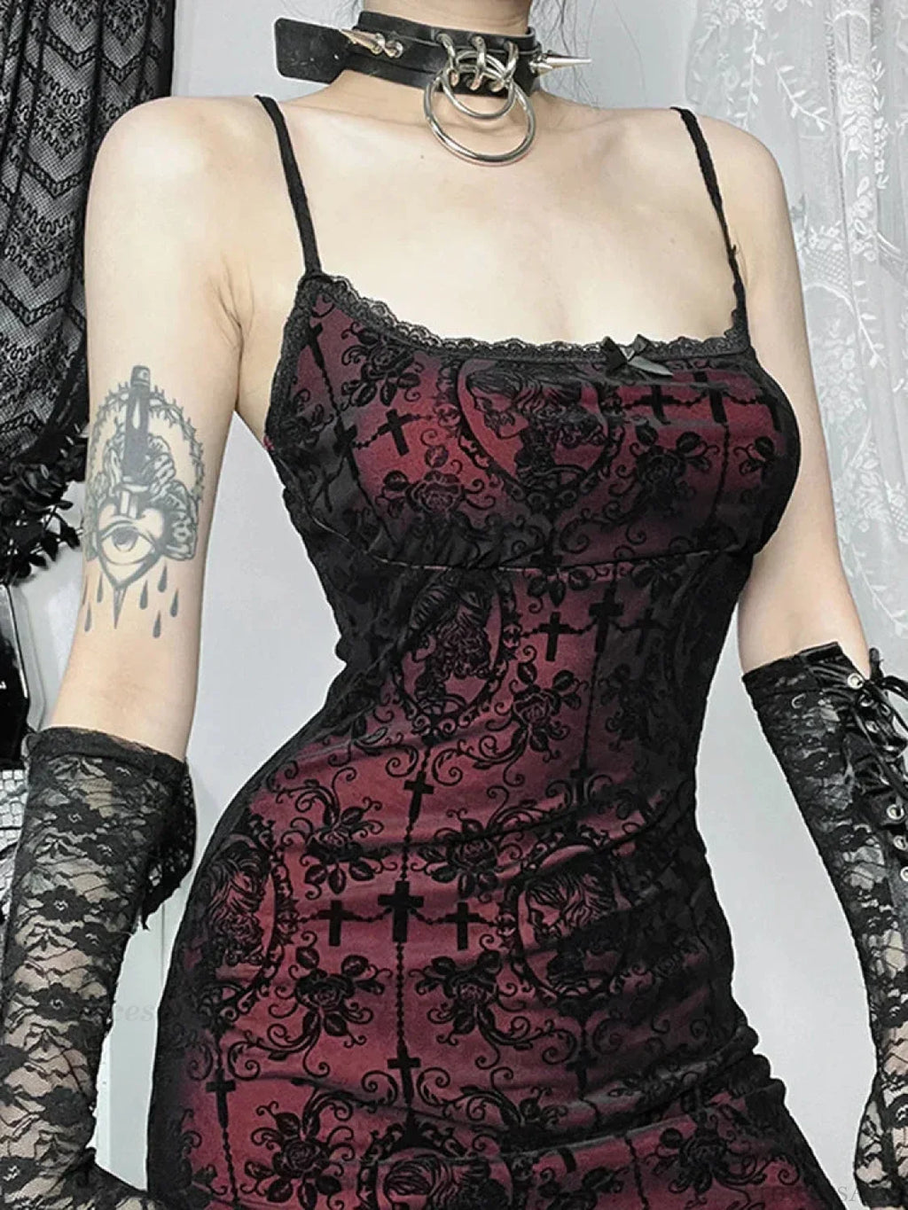 Cross Design Spaghetti Strap Full-Length Dress