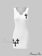 Gothic Printed Cross Mini Dress