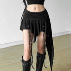 Cross Stitched Denim Skirt