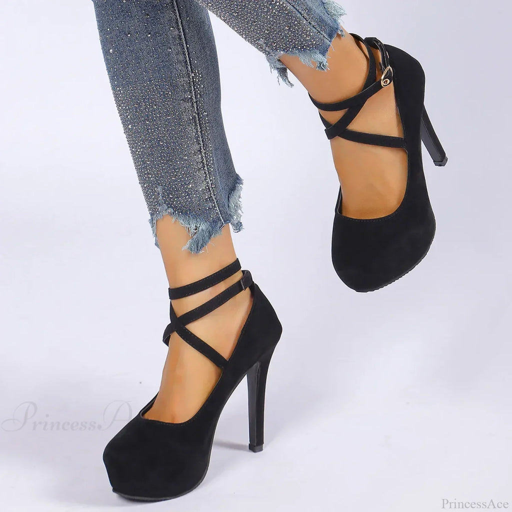 Cross-Tied Ankle Strap Wedding Platform Dress High Heels Zapatos De Mujer High Heel