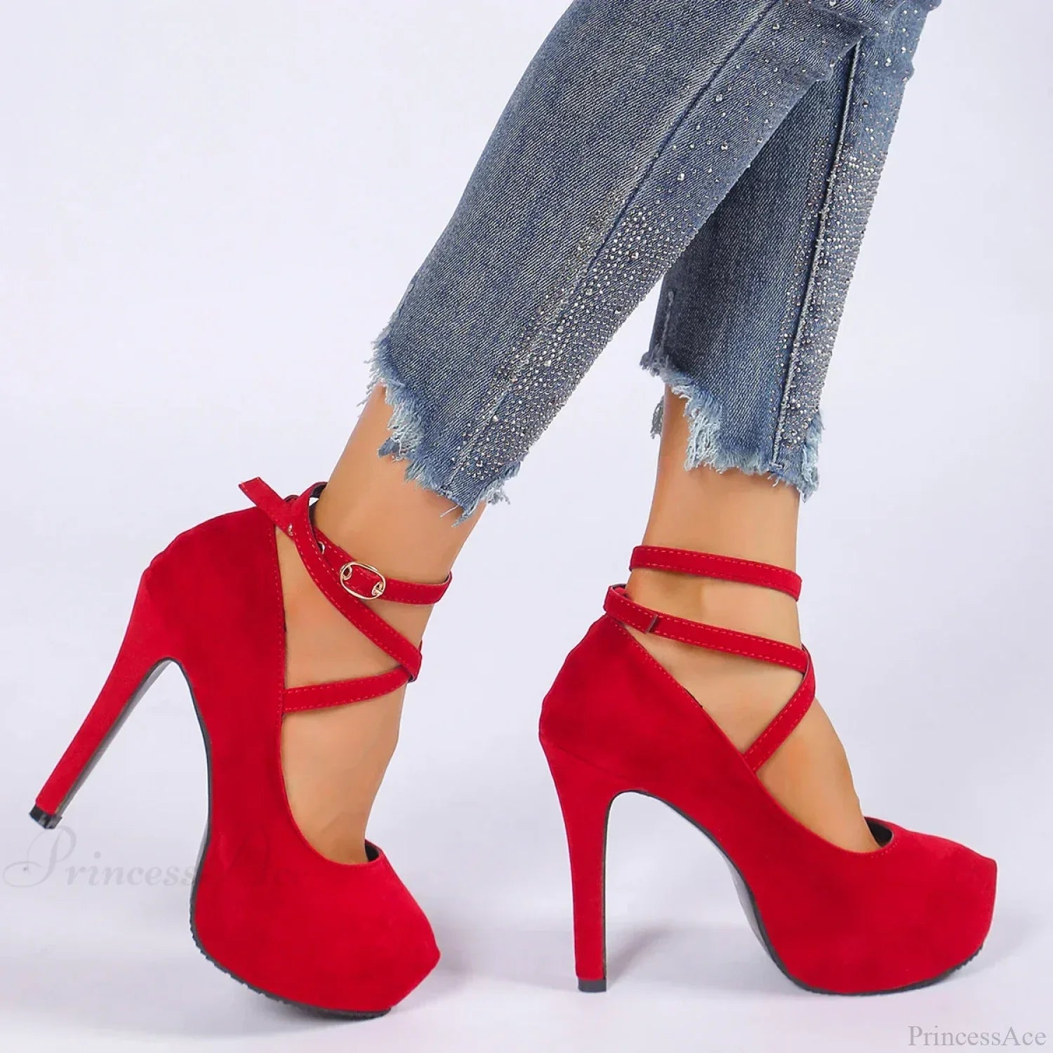 Cross-Tied Ankle Strap Wedding Platform Dress High Heels Zapatos De Mujer High Heel