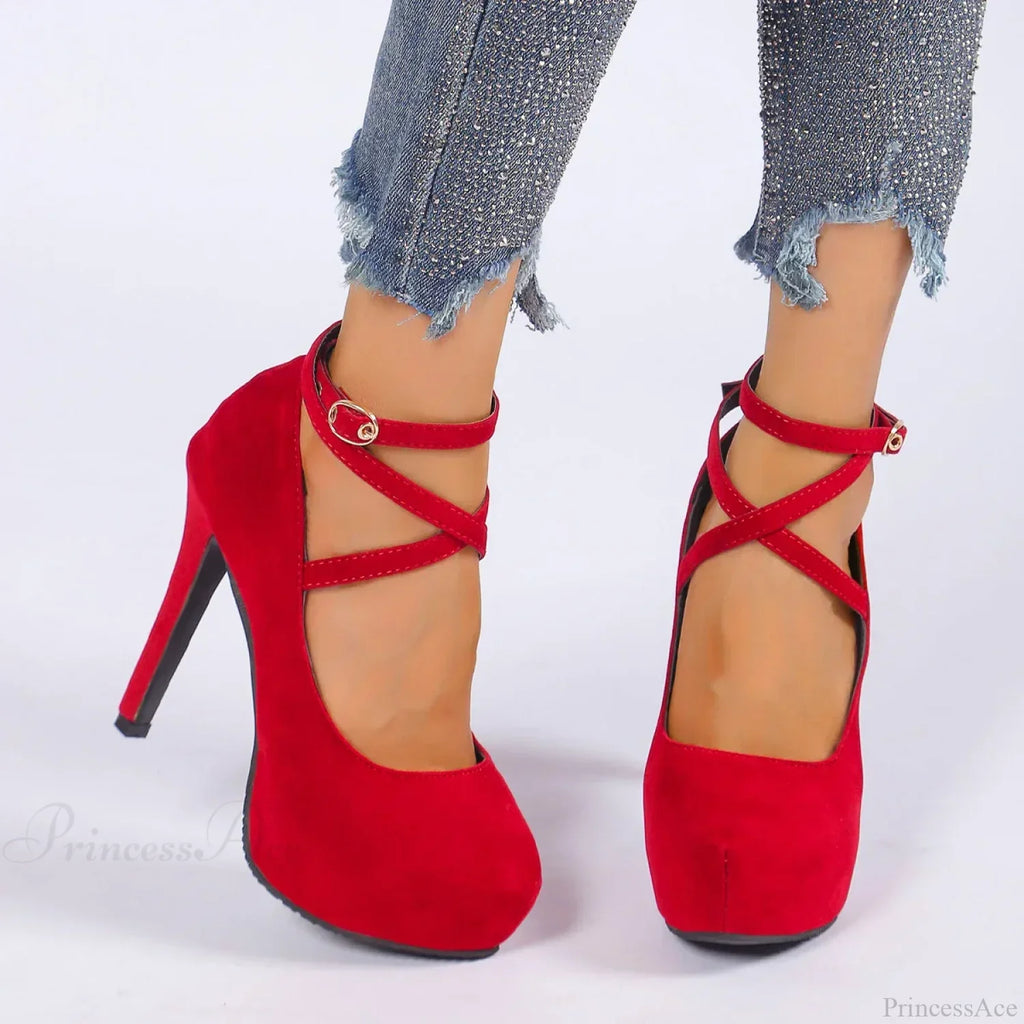 Cross-Tied Ankle Strap Wedding Platform Dress High Heels Zapatos De Mujer High Heel