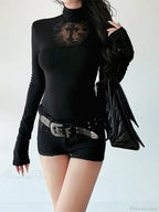 Cross Turtleneck Knit Top